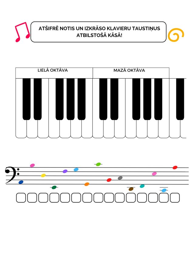 Atšifrē Un Izkrāso! Krāsojamās Darba Lapas - Vijoles Un Basa Atslēgā 2 ...